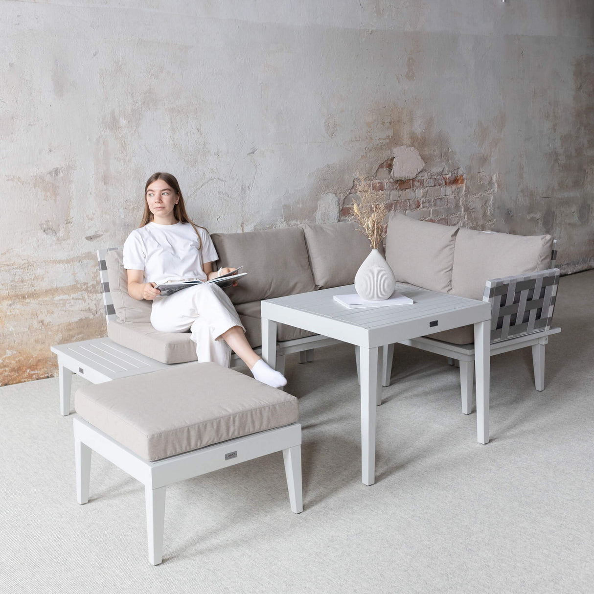 Lounge Set Infinity Hocker | 100% mit aus FSC® Akazie Tisch mypureliving und