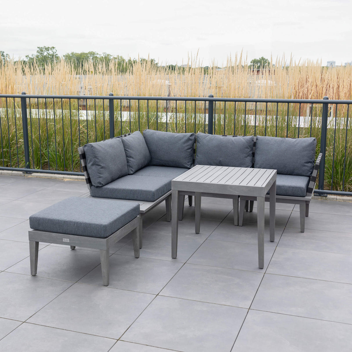 Lounge Set Infinity aus mit mypureliving Akazie FSC® Hocker 100% Tisch | und