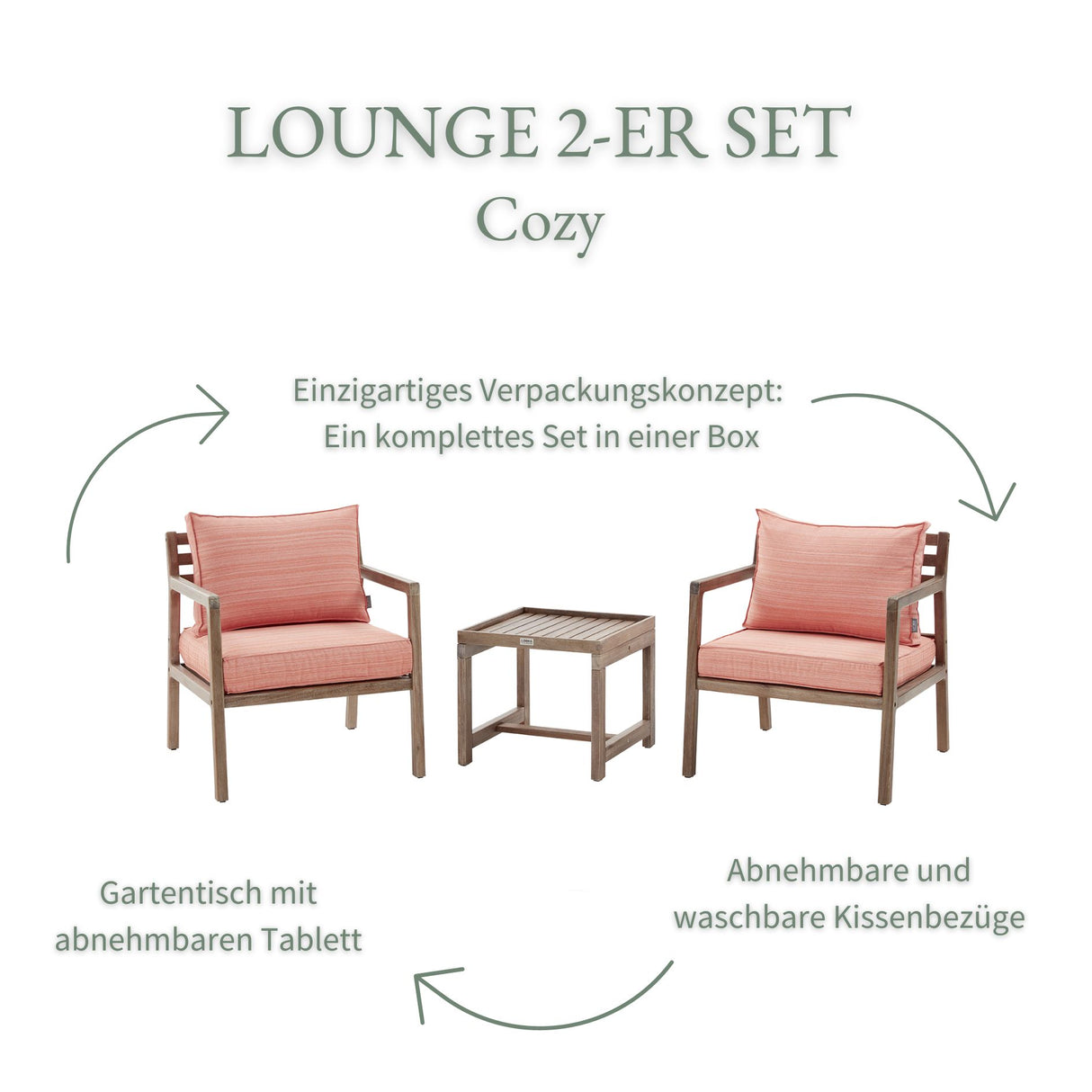 Zweier Set Stühle Beistelltisch in mit mypureliving | Cozy Coral